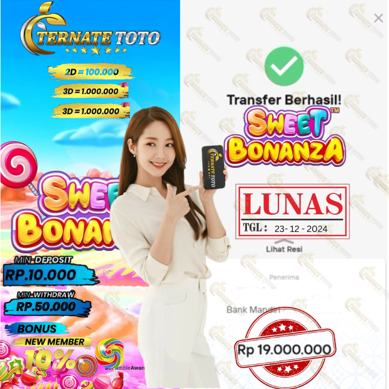 TERNATETOTO - JACKPOT SWEET BONANZA Rp. 19,000,000,-